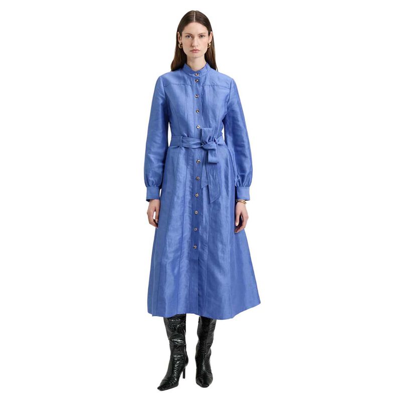 Veronika Maine Hydrangea Linen Viscose Midi Shirtdress image number 0